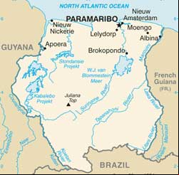 Mapa do Suriname
